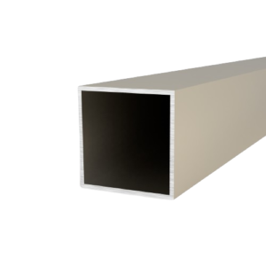 Image of a close-up section of an aluminium post 50 x 50 with a smooth, cream-coloured surface.